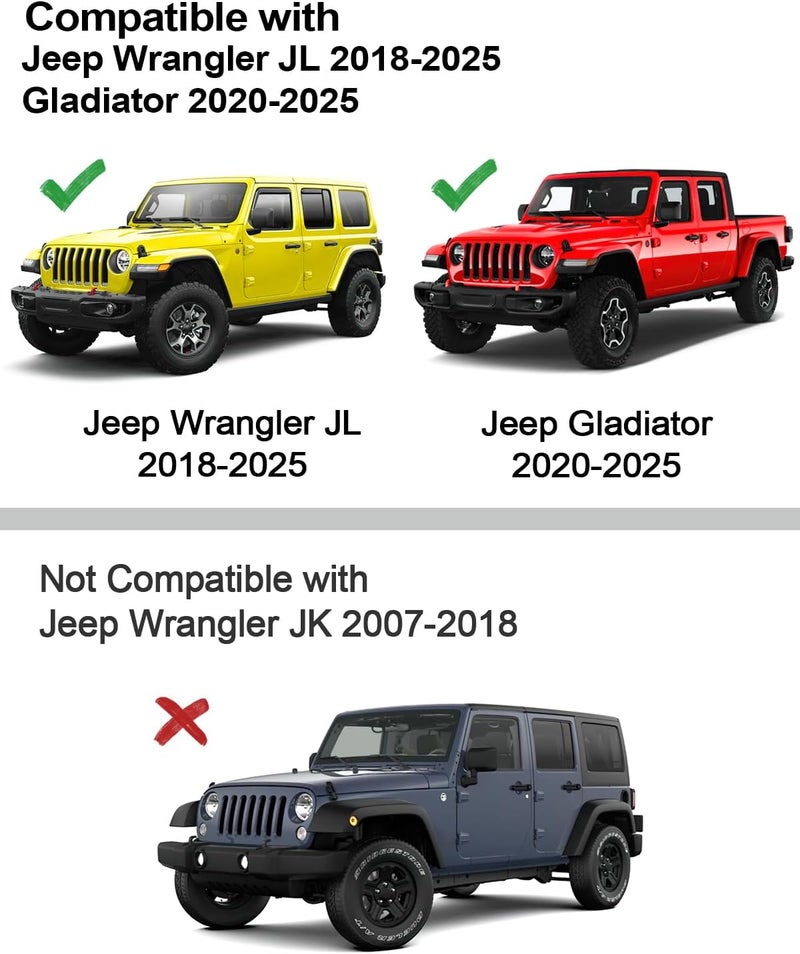 Deejecsun in-Channel Window Rain Guards Fit for Jeep Wrangler JL 2018-2026/Gladiator 2020-2026 Extra Durable Rain Guards Window Deflectors Vent Visors Vent Shades Visor Car Accessories - Image 3